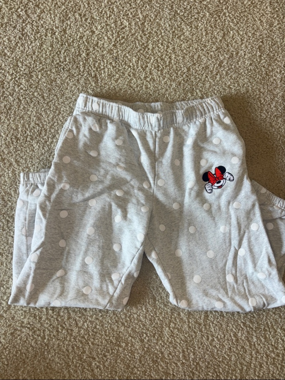 Disney Store Gray Polka Dot Minnie Mouse Cuffed Sweatpants